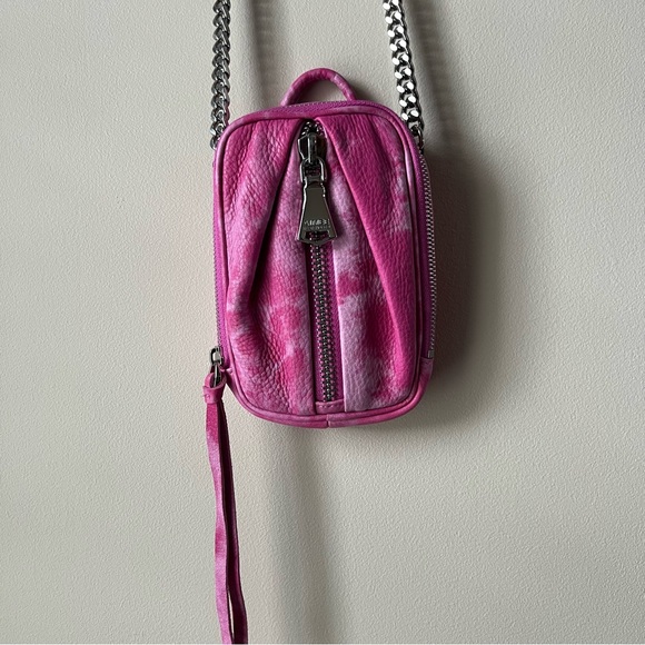 Aimee Kestenberg Tamitha Small Leather Crossbody Bag Pink Tie Dye - Picture 7 of 9